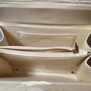Designer Zara Cream Shoulder Bag with Gold Handle